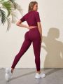 SHEIN Yoga Basic Women's Solid Color Slim Fit Sportswear Set