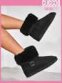 Everyday Collection Fashionable Buckle Decorated Plush Warm Winter Women's Snow Boots