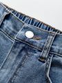 SHEIN Teenagers' High Elasticity Irregular Hole Destroy Skinny Jeans