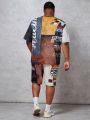Manfinity LEGND Loose Men's Plus Size Printed Knitwear Casual Two Piece Set
