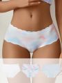SHEIN 3pcs Women's Seamless Triangle Panties With Scallop Edge