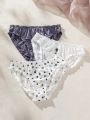 SHEIN Women's Solid Color Printed Triangle Bikini Bottom