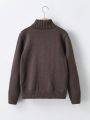 Tween Boys' Stand Collar Solid Color Sweater