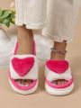 Novelty Plush Heart Decor Comfortable Home Slippers