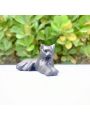 1pc Random Natural Obsidian Carved Cat Ornament, Great For Halloween Decoration