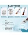 Morovan Nail Brush Cleaner Kit: Nail Art Brush Cleaner 4oz Brush Cleaner Acrylic Nails Solution with Glass Cup Cotton Pad