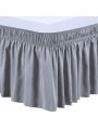 Bed Skirt for King Bed 15 Inches Drop Fabric Decoration, Wrap Around Ruffled Adjustable Elastic Belt, Wrinkle Free Bed Skirt, Easy to Install Fade Resistant, for King Size Beds, Silver Grey