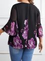 EMERY ROSE Plus Size Women's Floral Printed Shirt