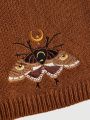 ROMWE Hippie Women's Animal Embroidery Flare Sleeve Sweater