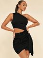 SHEIN BAE Women's One Shoulder Hollow Out Bodycon Dress