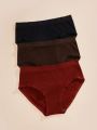 Women's Solid Color Ribbed Knit Triangle Panties