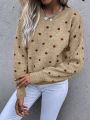 SHEIN LUNE Women's Polka Dot Print Slouchy Sweater With Loose Neckline