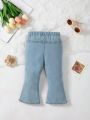 Baby Girl Floral Embroidery Flare Leg Jeans