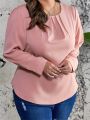 Plus Size Solid Color Pleated Shirt