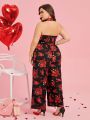 SHEIN Clasi Plus Size Jumpsuit With Large Floral Print