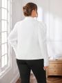SHEIN Privé Plus Size Elegant Mutton Sleeve Long Sleeve Shirt
