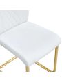 Modern dining chairs, dining room chairs, and golden leg cushioned chairs made of artificial leather, suitable for kitchens, living rooms, bedrooms, and offices. Set of 4 pieces (white+PU leather)