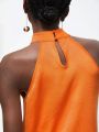 SHEIN BIZwear Women'S Solid Color Halter Neck Vest
