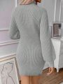 SHEIN Essnce Turtleneck Raglan Sleeve Sweater Dress Without Belt