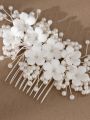 Elegant Bridal Ceramic Flower Hair Comb