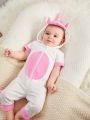 SHEIN Baby Girl'S Unicorn Themed White & Pink Bodysuit