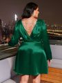 SHEIN Frenchy Women's Plus Size Sleeveless Chain & Rhinestone Decor Backless Maxi Dress