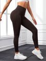 SHEIN Yoga Basic Wide Waistband Yoga Workout Leggings