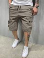 Manfinity Men Flap Pocket Drawstring Waist Cargo Shorts
