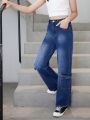 Girls' (big Kids') New Casual Fashionable Cargo Style Jeans, Denim Straight Leg Pants