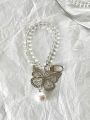 Faux Pearl Decor Butterfly Bag Charm