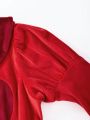 Tween Girl's Leg-Of-Mutton Sleeve Love Velvet Dress