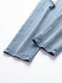Teen Boy's New Versatile Ripped Washed Denim Pencil Pants