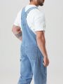 Extended Sizes Men's Plus Size Casual Solid Color Denim Overalls