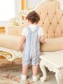 Baby Boys' Striped Casual Daily Wear Conservative Cute Overalls For Spring And Summer