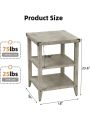 Farmhouse End Table, 3-Tier Side Table Small End Table with Storage Shelf for Small Space, Wood Nightstand for Living Room Office Bedroom