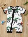 Toddler Boys' Motorcycle Printed Short Sleeve Romper And Shorts