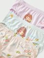 3pcs Toddler Girls' Cute Cartoon Printed Triangle Underwear