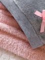 Baby Girl 3D Bow Front Contrast Trim Raglan Sleeve Sweatshirt