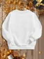 Teen Girls' Casual Long Sleeve Round Neck Sweatshirt With Text Print For Autumn And Winter