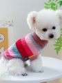 1pc Pet Clothes Soft Warm Cute Knit Sweater For Dogs And Cats With Colorful Stripes, Autumn/winter