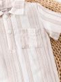 1pc Baby Boys' Elegant Striped Summer Romper Shorts
