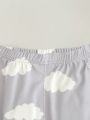 Toddler Girls Cloud Print Contrast Binding PJ Set