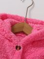 SHEIN Kids EVRYDAY Young Girl Button Front Hooded Teddy Coat