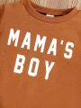 Baby Boys' Casual Comfortable Long-Sleeve Pullover Hoodie With Letter Print For Spring And Autumn