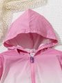 SHEIN Kids SUNSHNE Toddler Girls' Gradient Color Sun Protection Hooded Zip Up Jacket For Summer, Light Thin Cardigan