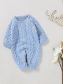 Baby Boy Cable Knit Button Detail Sweater Jumpsuit