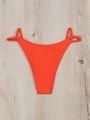 SHEIN Swim Vcay Women'S Solid Color Metallic Ring Triangle Bikini Bottom