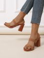 Women Minimalist Chunky Heeled Slingback Sandals, Elegant Summer Heeled Sandals