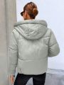 SHEIN Essnce Zip-up Hooded Jacket