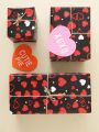 SHEIN Basic living 5pcs Black Red Love Heart Valentine'S Day Mother'S Day Birthday,Anniversary,HolidayGiuft, Gift Box Decoration, Gift Wrapping Paper, Easy-To-Cut